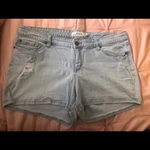 Light wash jean shorts
